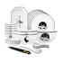 SOGA White Antler Printed Ceramic Dinnerware Set Crockery Soup Bowl Plate Server Kitchen Home Decor Set of 20 20