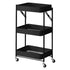 SOGA 3 Tier Steel Black Foldable Kitchen Cart Multi-Functional Shelves Portable Storage Organizer with Wheels Wheels