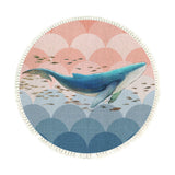 SOGA 120cm Round Tassels Shark Print Area Rugs, Home Decor