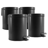 SOGA 4X Foot Pedal Stainless Steel Rubbish Recycling Garbage Waste Trash Bin Round 12L Black