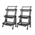 SOGA 2X 3 Tier Steel Black Adjustable Kitchen Cart Multi-Functional Shelves Portable Storage Organizer with Wheels
