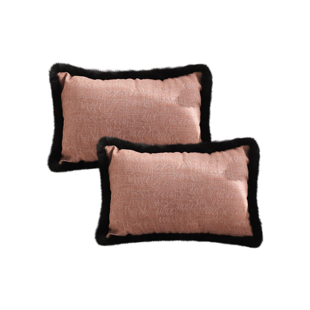 SOGA 2X 35cm Mid-century Style Raised Embroidery Texture Edged Lumbar Throw  Pillow