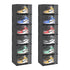 SOGA 2X 6 Tier Black Portable Shoe Organiser Sneaker Footwear Folding Plastic Bin Stackable Storage Box with Magnetic Door