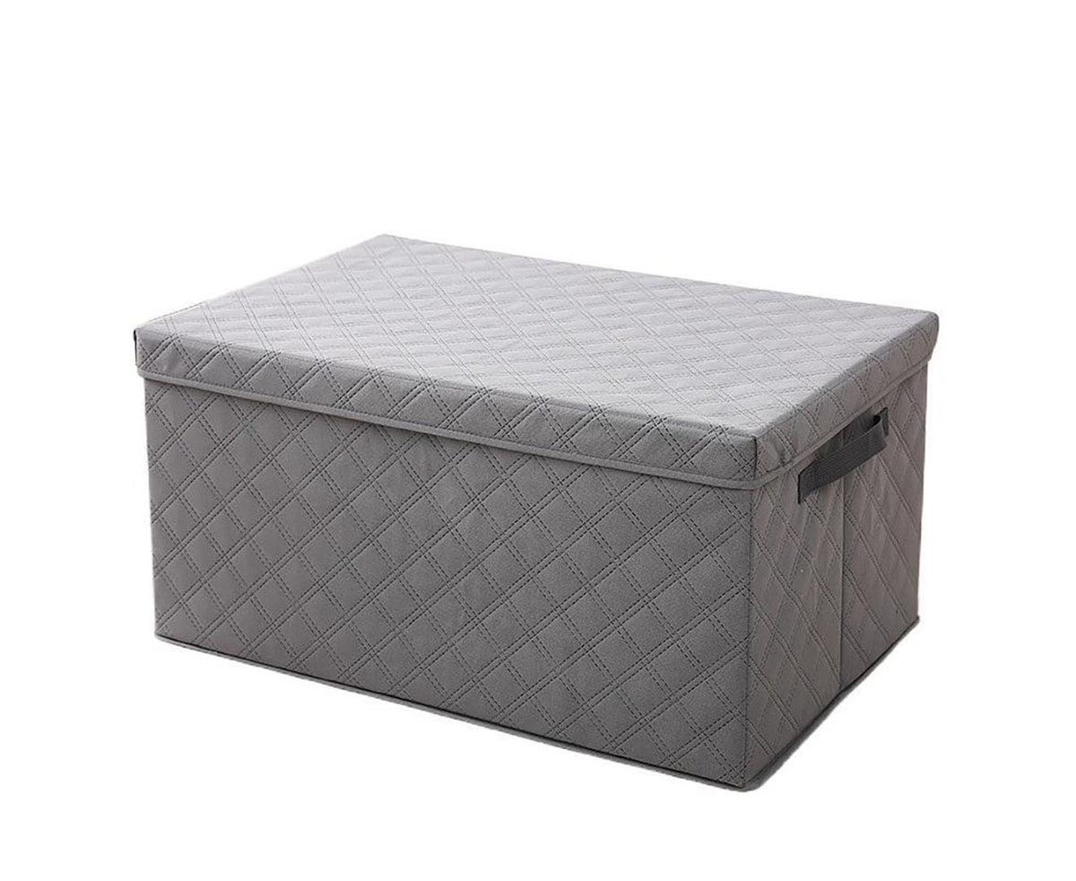 SOGA Large Grey Non-Woven Diamond Quilt Grid Fabric Storage / Organizer Box