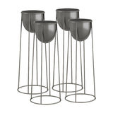 SOGA 4X 50cm Round Wire Metal Flower Pot Stand with Black Flowerpot Holder Rack Display