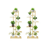 SOGA 2X 6 Tier 7 Pots Gold Metal Plant Stand Flowerpot Display Shelf Rack Indoor Home Office Decor