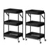 SOGA 2X 3 Tier Steel Black Foldable Kitchen Cart Multi-Functional Shelves Portable Storage Organizer with Wheels Wheels