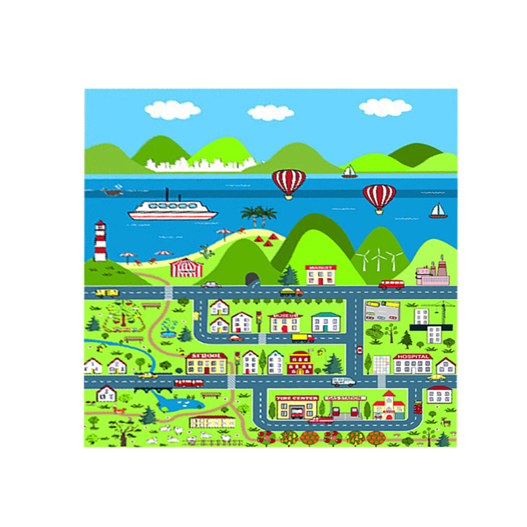 SOGA 120cm Kids Rug Street Map Play Mat, Educational Baby Theme Park Area Rugs