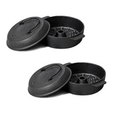 SOGA 2X 28cm Cast Iron Dutch Oven Pre-Seasoned Camping Stew Pot with Lid