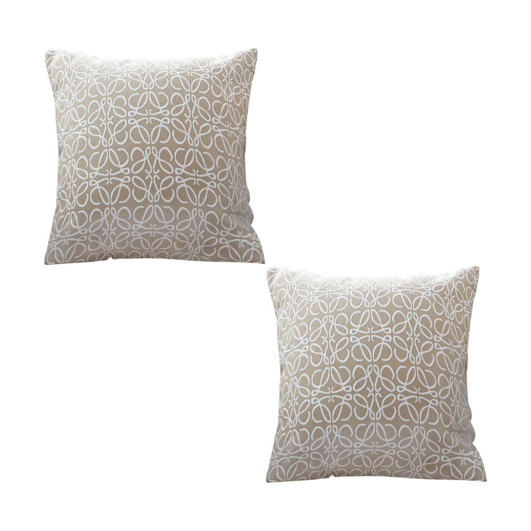 SOGA 2X 50cmThrow Pillow White and Beige Geometric Pattern Accent for Home Decor