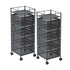 SOGA 2X 4 Tier Steel Square Rotating Kitchen Cart Multi-Functional Shelves Portable Storage Organizer with Wheels