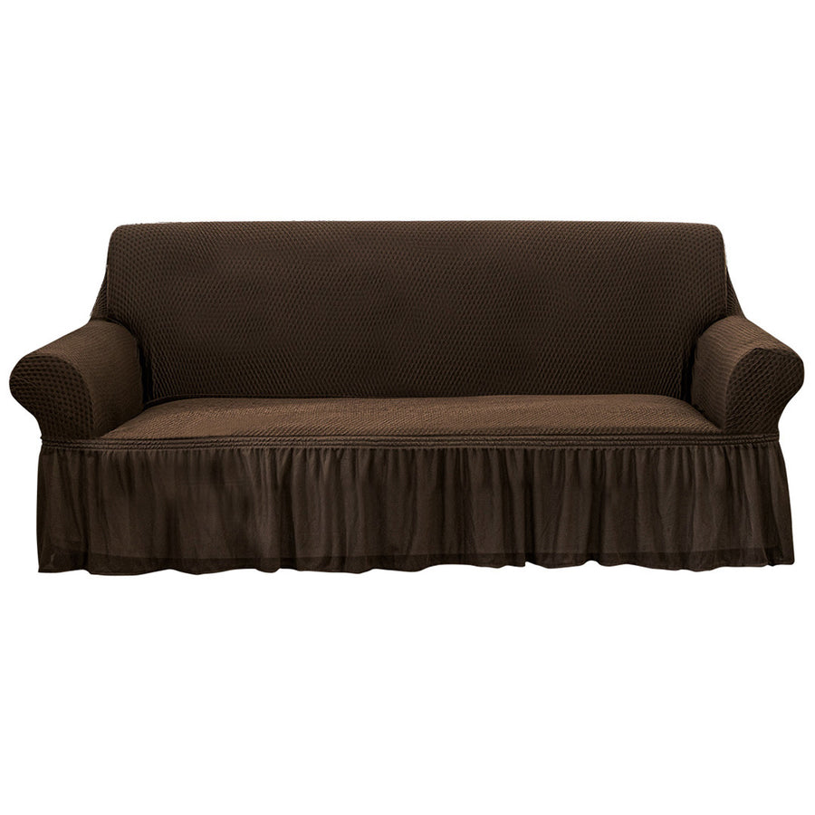 SOGA 4-Seater Coffee Sofa Cover with Ruffled Skirt Couch Protector High Stretch Lounge Slipcover Home Decor