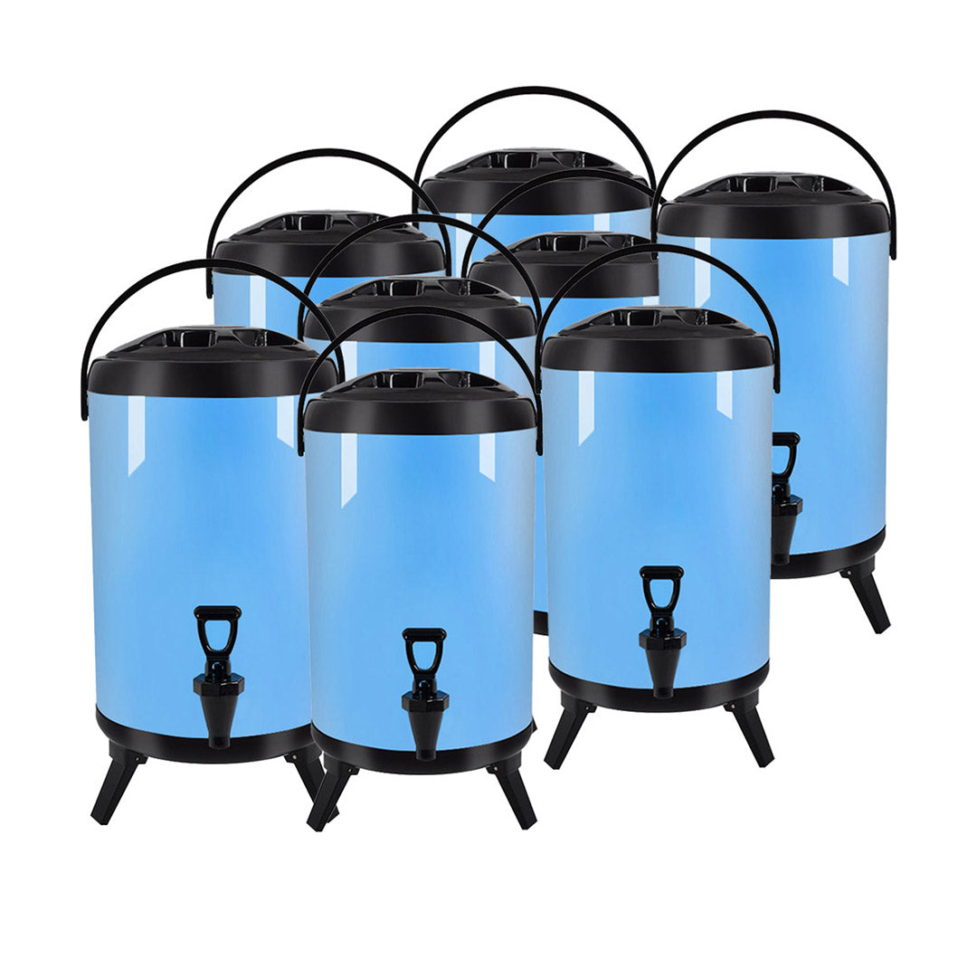 SOGA 8X 10L Stainless Steel Insulated Milk Tea Barrel Hot and Cold Beverage Dispenser Container with Faucet Blue