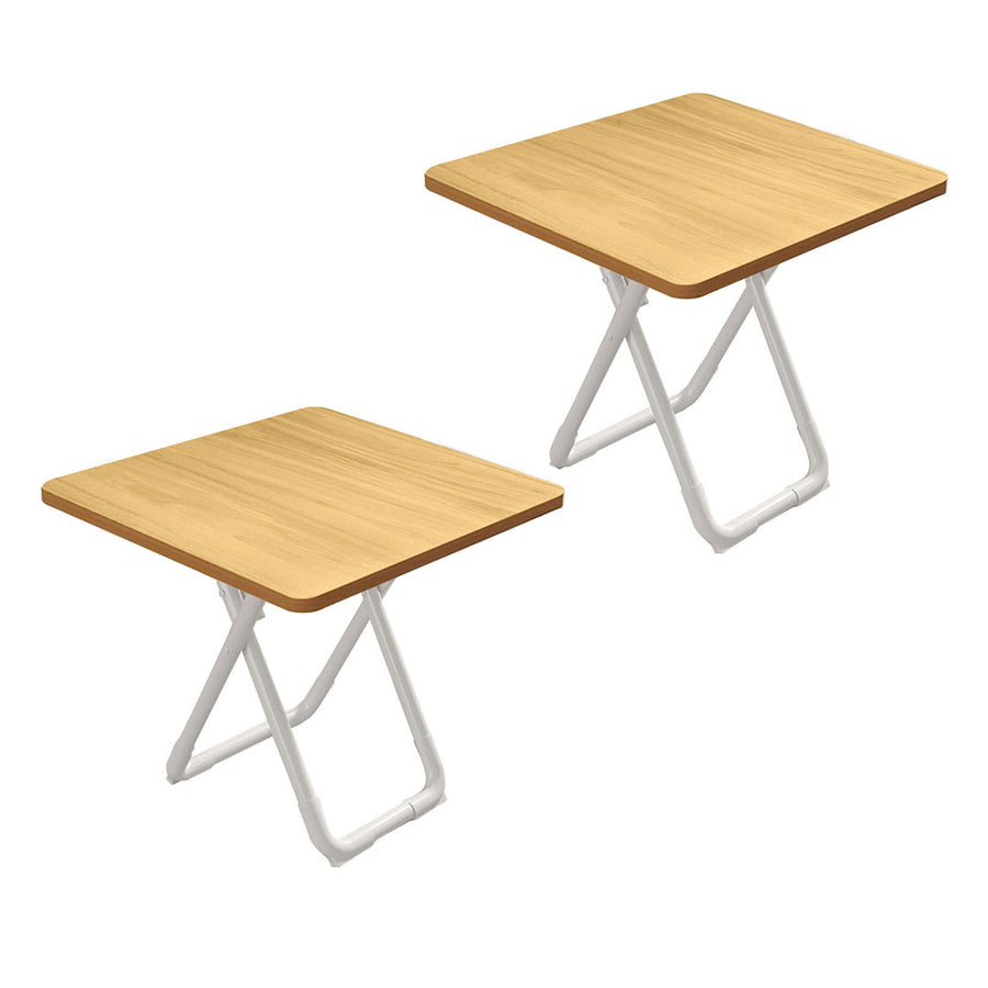 SOGA 2X 80cm Wood Color Board Square Table with White Legs Modern and Stylish Design for Home Decor