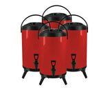 SOGA 4X 12L Stainless Steel Insulated Milk Tea Barrel Hot and Cold Beverage Dispenser Container with Faucet Red