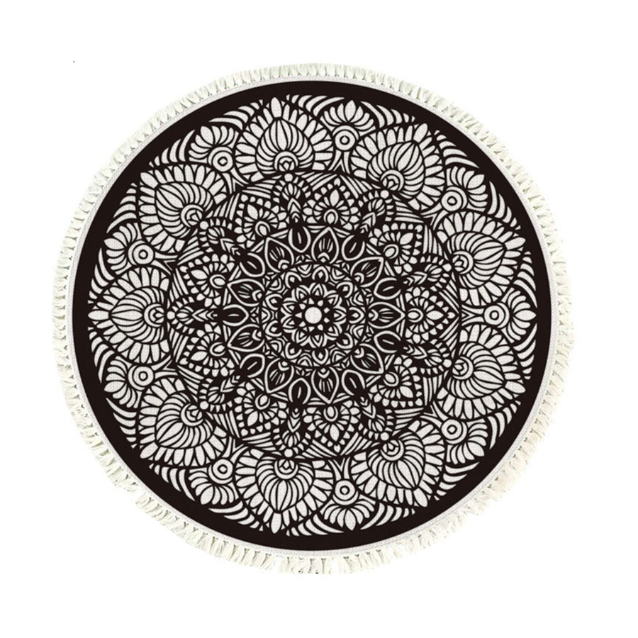 SOGA 120cm Mandala Modern Ethnic Tassel Print Anti-slip Doormat, Home Decor
