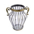 SOGA Clear European Glass Home Decor Flower Vase with Two Metal Handle