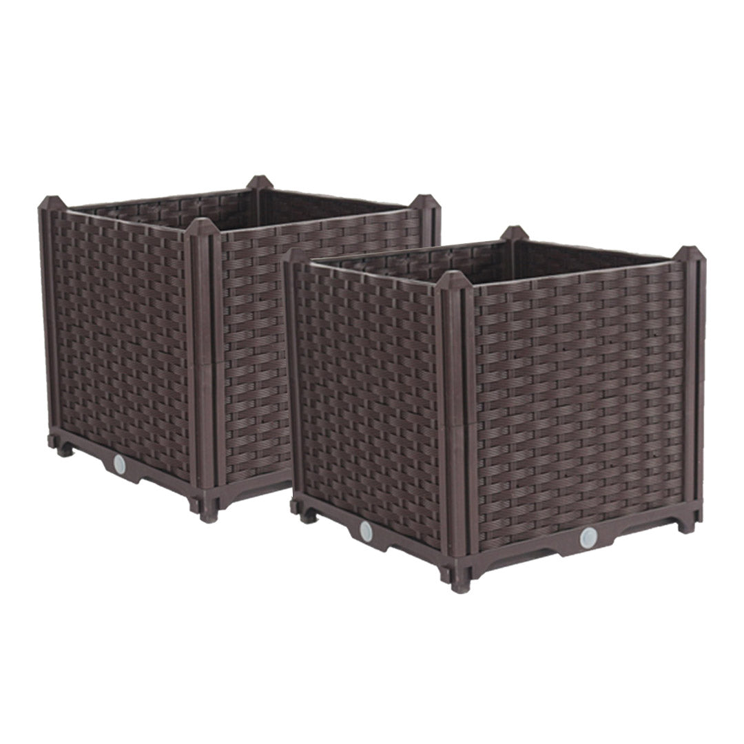 SOGA 2X 40cm Raised Planter Box Vegetable Herb Flower Outdoor Plastic Plants Garden Bed Bed