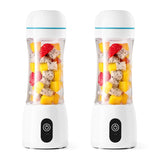 SOGA 2X 380ml Portable Mini USB Rechargeable Handheld Fruit Mixer Juicer White