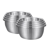 SOGA 2X Stainless Steel Nesting Basin Colander Perforated Kitchen Sink Washing Bowl Metal Basket Strainer Set of 4 4