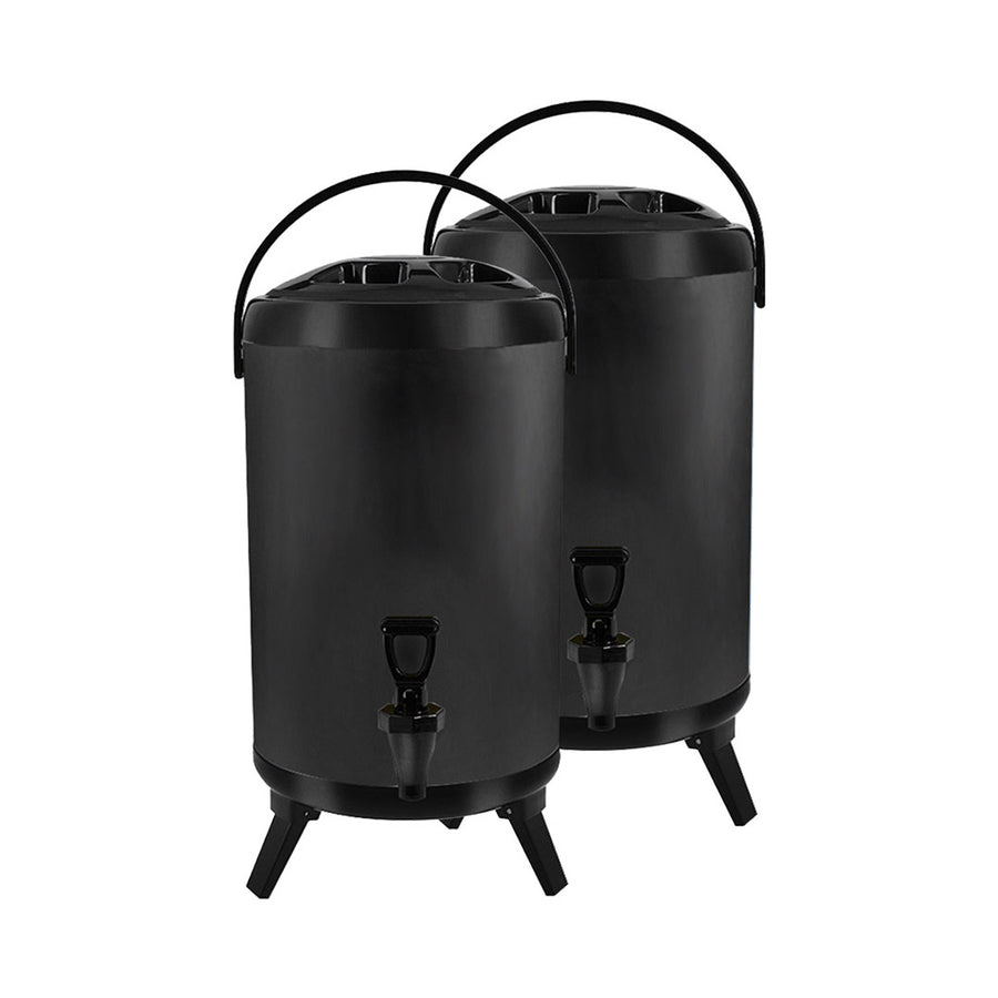SOGA 2X 8L Stainless Steel Insulated Milk Tea Barrel Hot and Cold Beverage Dispenser Container with Faucet Black