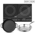 SOGA Dual Burners Cooktop Stove, 30cm Cast Iron Frying Pan Skillet and 30cm Induction Fry Pan