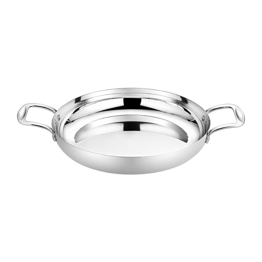 Soga 24cm Flat Base Seafood Dry Pot in Elegant Silver Finish with Durable for Kitchen Essential