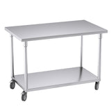 SOGA 120cm Commercial Catering Kitchen Stainless Steel Prep Work Bench Table with Wheels