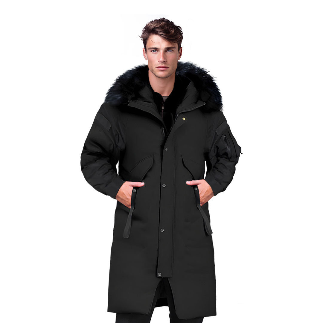 abbee Black 2XL Winter Fur Hooded Thick Overcoat Jacket Stylish Lightweight Quilted Warm Puffer Coat