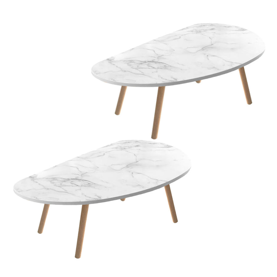 SOGA 2X 80x40cm White Stone Pattern Living Room Nordic  Coffee Table Modern Style