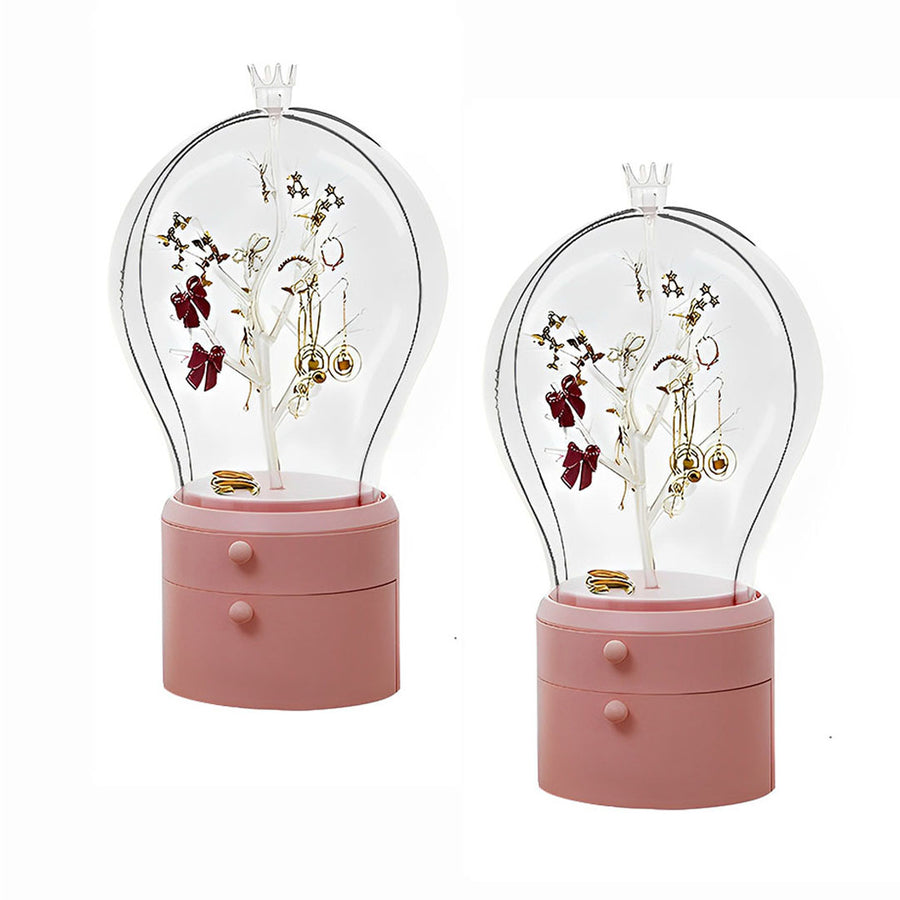 SOGA 2X Pink 360 Degree Rotating 2 Layered Jewelry Storage Box Waterproof Dustproof Accessories Organiser