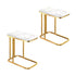 SOGA 2X 30x50cm White Ceramic Sofa Side Square Mini Table w/ Gold Metal Legs