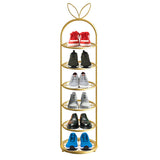 SOGA 6 Tier Bunny Ears Shape Gold Plated Metal Shoe Organizer Space Saving Portable Footwear Storage Shelf