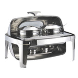 SOGA 6.5L Stainless Steel Double Soup Tureen Bowl Station Roll Top Buffet Chafing Dish Catering Chafer Food Warmer Server Server