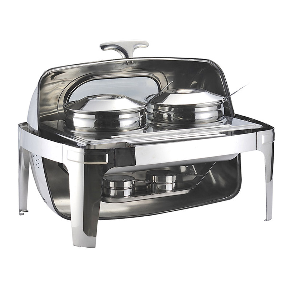 SOGA 6.5L Stainless Steel Double Soup Tureen Bowl Station Roll Top Buffet Chafing Dish Catering Chafer Food Warmer Server Server