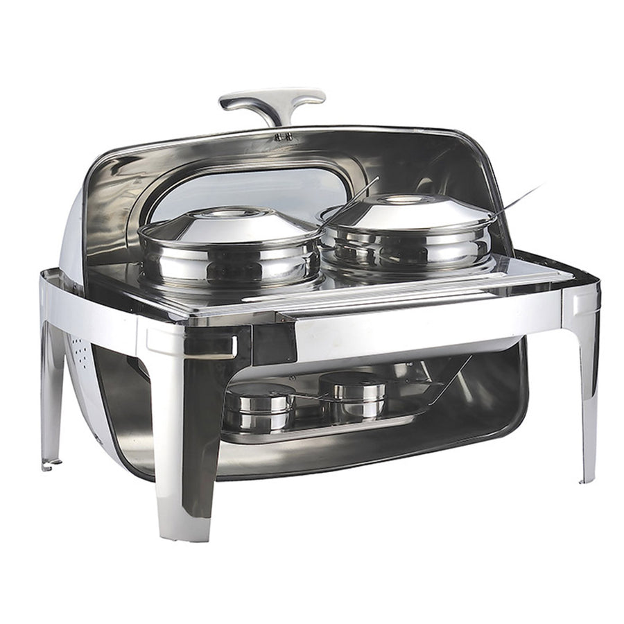 SOGA 6.5L Stainless Steel Double Soup Tureen Bowl Station Roll Top Buffet Chafing Dish Catering Chafer Food Warmer Server Server