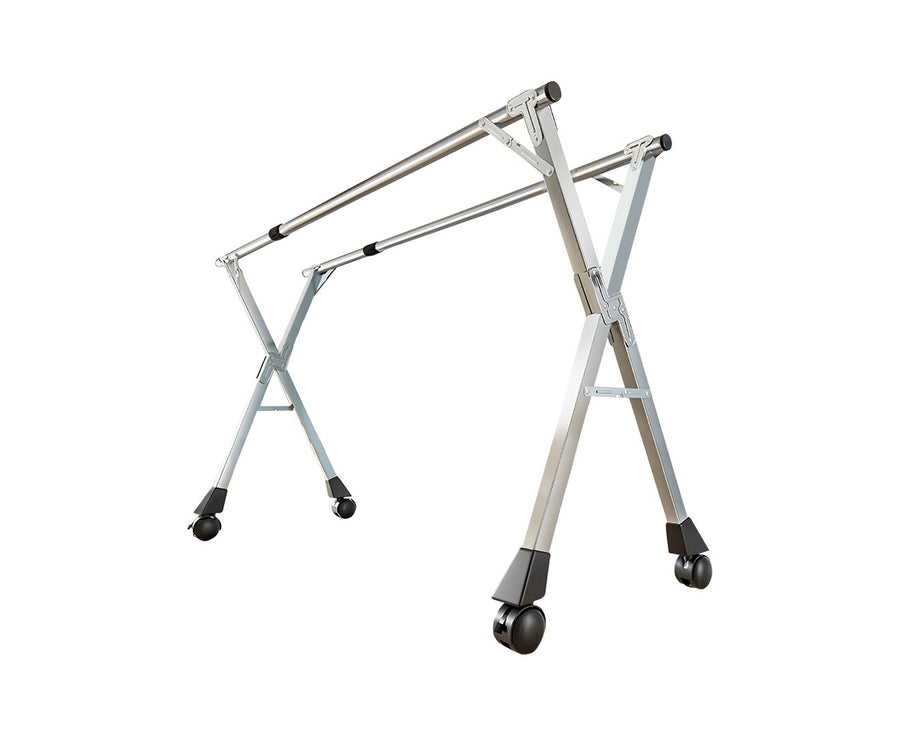 SOGA 2.4m Portable Standing Clothes Drying Rack Foldable Space-Saving Laundry Holder with Wheels