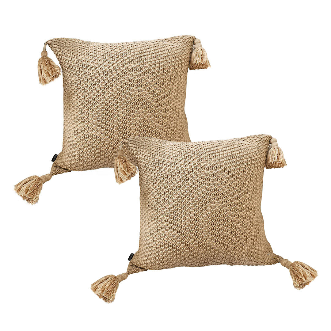 SOGA 50CM Light Brown Pillow with Tassel Accents, Rizzy Transitional Cover Throw Pillow Pillow