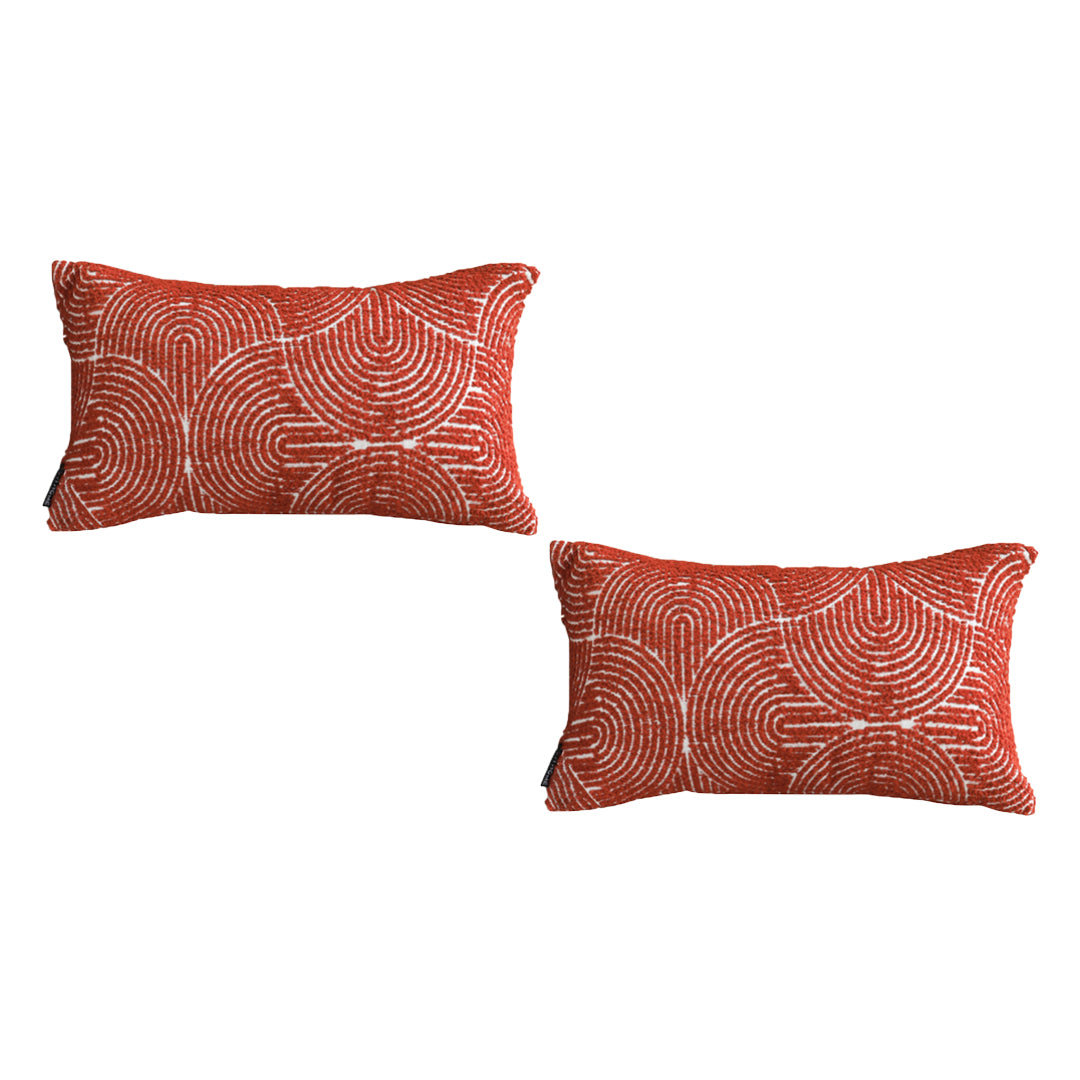 SOGA 2X 35cm Throw Pillow Burgundy Cinnabar Perfect Burnt Indoor and Outdoor Corded for Home Decor