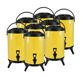 SOGA 8X 10L Stainless Steel Insulated Milk Tea Barrel Hot and Cold Beverage Dispenser Container with Faucet Yellow