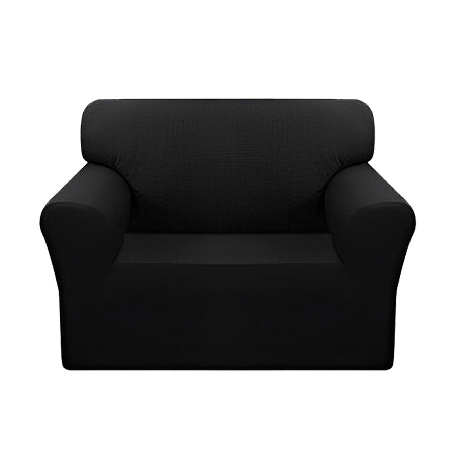 SOGA 1-Seater Black Sofa Cover Couch Protector High Stretch Lounge Slipcover Home Decor