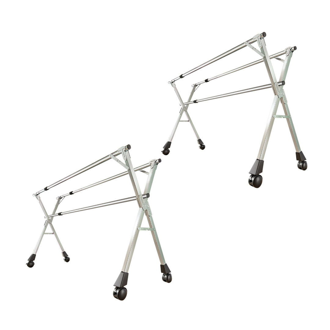 SOGA 2X 160cm Portable Drying Rack Clothes Steel Laundry Rack Foldable Space-Saving Laundry Holder 3 Poles