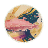 SOGA 120cm Round Tassels Carpet Sky Landscape Clouds Boho Circle Area Rugs, Home Decor