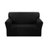 SOGA 2-Seater Black Sofa Cover Couch Protector High Stretch Lounge Slipcover Home Decor