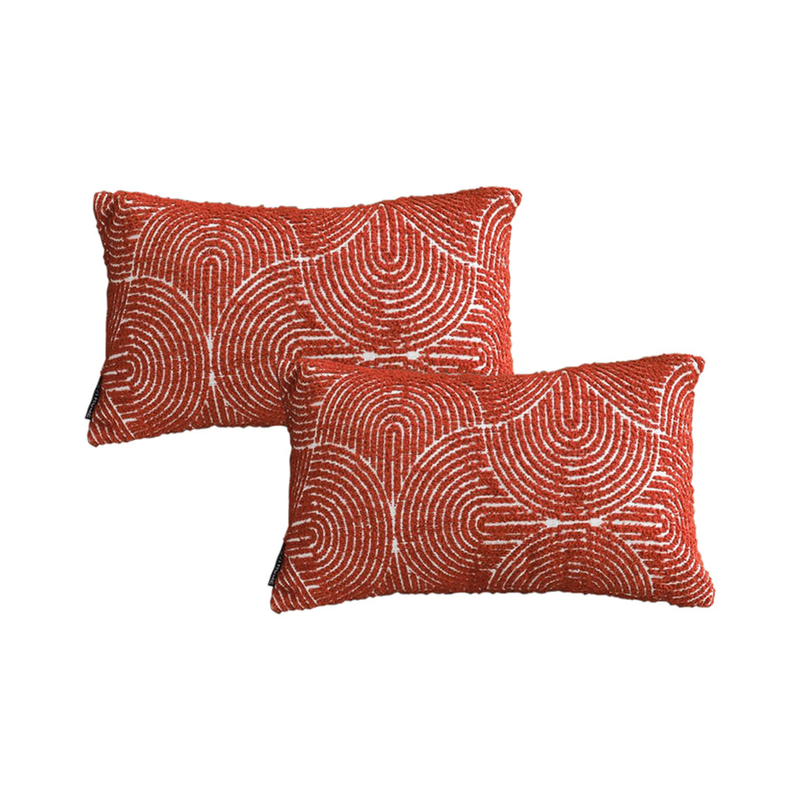 SOGA 2X 30cm Cinnabar Pillow Perfect Burnt Indoor/Outdoor Corded Throw Red Set Lumbar Throw Pillow