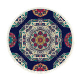 SOGA 90cm Round Rug Bohemian Circle Area Rug with Bohemian Geometric Pattern, Anti-slip Doormat, Home Decor