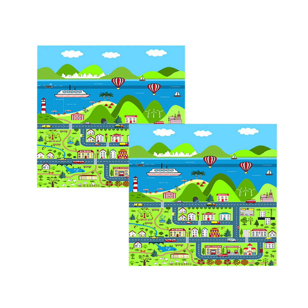 SOGA 2X 120cm Kids Rug Street Map Play Mat, Educational Baby Theme Park Area Rugs