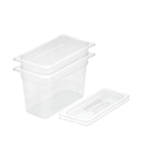 SOGA 200mm Clear Gastronorm GN Pan 1/3 Food Tray Storage Bundle of 2 with Lid