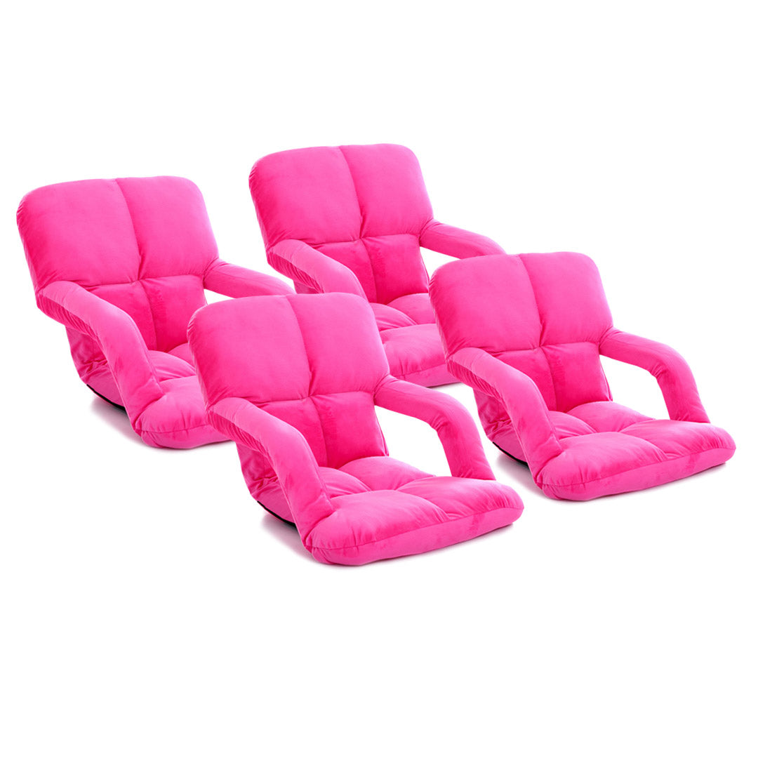 SOGA 4X Foldable Lounge Cushion Adjustable Floor Lazy Recliner Chair with Armrest Pink Pink