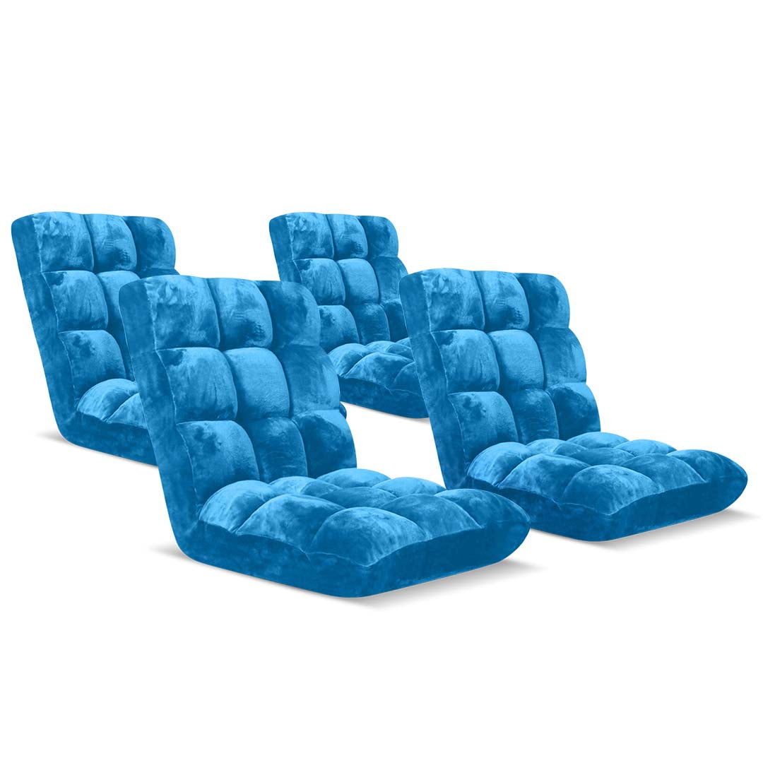 SOGA 4X Floor Recliner Folding Lounge Sofa Futon Couch Folding Chair Cushion Blue